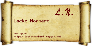 Lacko Norbert névjegykártya